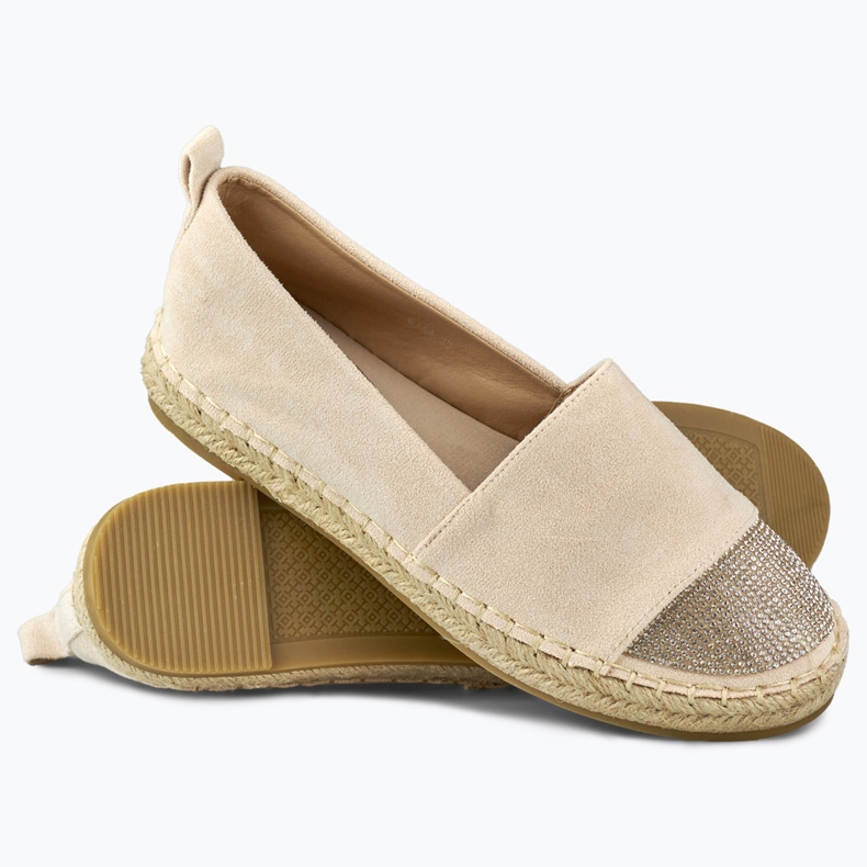 Alpargatas de mujer beige con puntera de lentejuelas 1