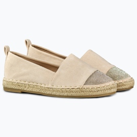 Alpargatas de mujer beige con puntera de lentejuelas 5