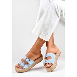 Alpargatas de mujer con hebillas decorativas azul 4