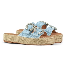 Alpargatas de mujer con hebillas decorativas azul 5