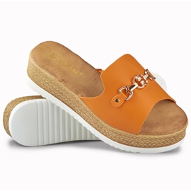 Babucha mujer naranja con cuña baja 6