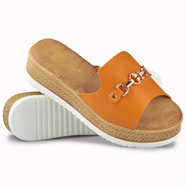 Babucha mujer naranja con cuña baja 1