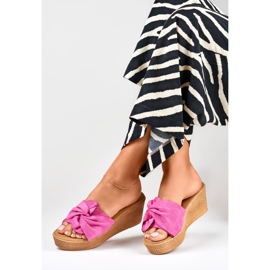 Pantuflas fucsia de mujer con cómoda cuña rosado 2