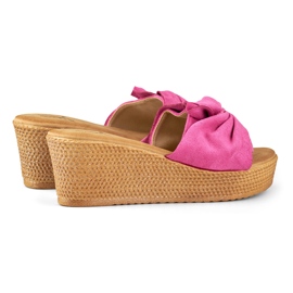 Pantuflas fucsia de mujer con cómoda cuña rosado 1