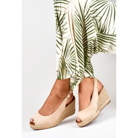 Alpargatas mujer cuña ante beige 1