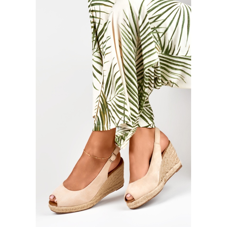 Alpargatas mujer cuña ante beige 1