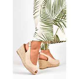 Alpargatas mujer cuña ante beige 5