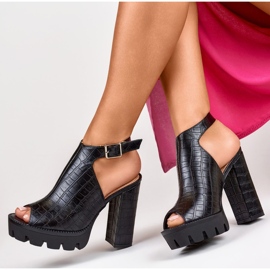 Sandalias negras de mujer con tacón alto negro 7