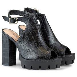 Sandalias negras de mujer con tacón alto negro 1