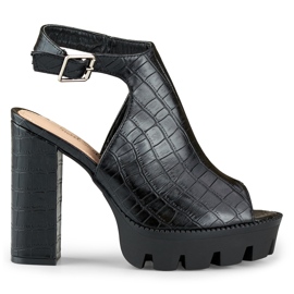 Sandalias negras de mujer con tacón alto negro 5