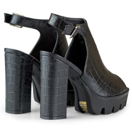 Sandalias negras de mujer con tacón alto negro 6