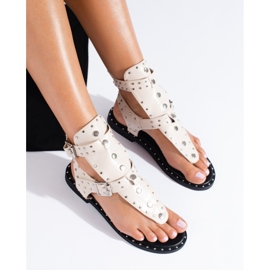 Chanclas de gladiador beige con chorros de Shelovet 1