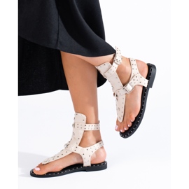 Chanclas de gladiador beige con chorros de Shelovet 2