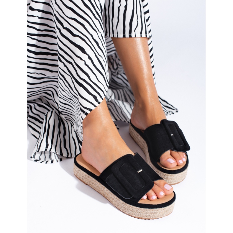 Alpargatas de ante negro con plataforma Shelovet 2