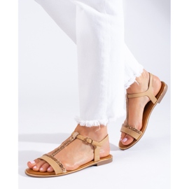 Sandalias mujer planas beige con cristales Shelovet 2