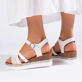 Sandalias cuña Shelovet blancas blanco 3