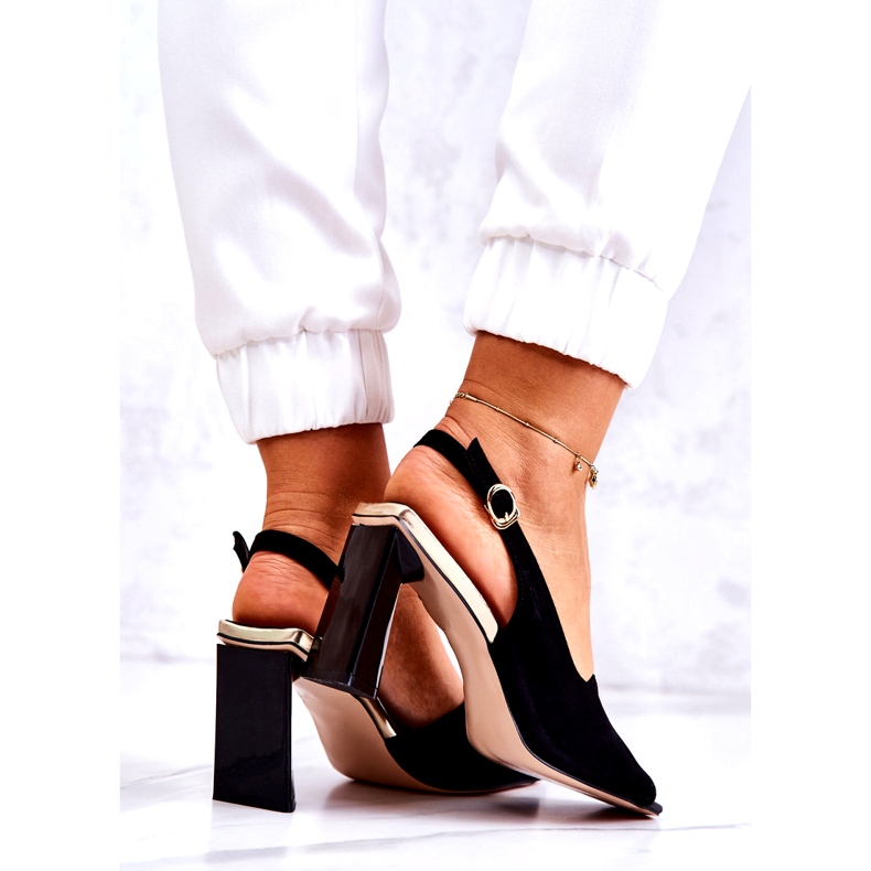 S. BARSKI Sandalias de gamuza para mujeres en la publicación con un adorno negro 6