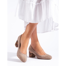 SHELOVET Zapatos de tacón bajo en ante beige de Sheovet 3