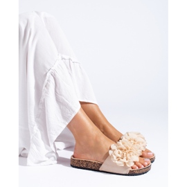 Sandalias Shelovet corcho beige con flores 1