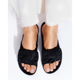 Zapatillas de casa de ante negro para mujer en la plataforma Shelovet 2