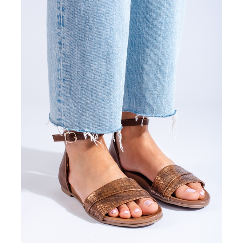 Sandalias marrones de mujer Daszyński marrón 2