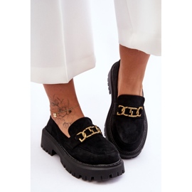 FB2 Mocasines Mujer Ante Plataforma Negro Larey 3