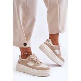 FJ1 Zapatos Deportivos De Mujer En Una Plataforma Masiva Beige Belisso 1