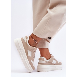 FJ1 Zapatos Deportivos De Mujer En Una Plataforma Masiva Beige Belisso 2