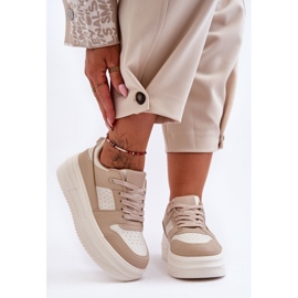 FJ1 Zapatos Deportivos De Mujer En Una Plataforma Masiva Beige Belisso 5
