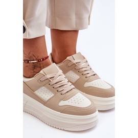 FJ1 Zapatos Deportivos De Mujer En Una Plataforma Masiva Beige Belisso 3