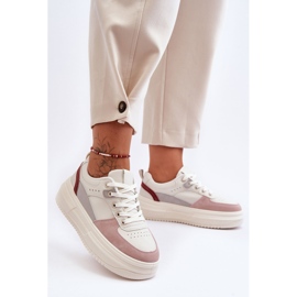 FJ1 Zapatos Deportivos De Mujer En Una Plataforma Masiva Blanco Y Rosa Gemma 1
