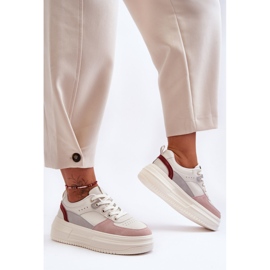 FJ1 Zapatos Deportivos De Mujer En Una Plataforma Masiva Blanco Y Rosa Gemma 2