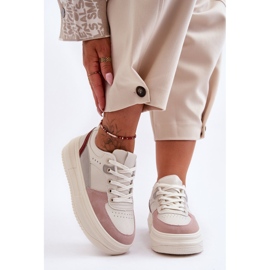 FJ1 Zapatos Deportivos De Mujer En Una Plataforma Masiva Blanco Y Rosa Gemma 7
