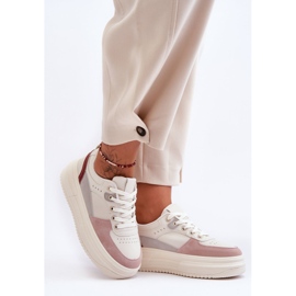 FJ1 Zapatos Deportivos De Mujer En Una Plataforma Masiva Blanco Y Rosa Gemma 6