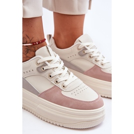 FJ1 Zapatos Deportivos De Mujer En Una Plataforma Masiva Blanco Y Rosa Gemma 4