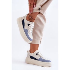 FJ1 Zapatos Deportivos De Mujer En Una Plataforma Masiva Blanco Y Azul Gemma 4