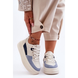 FJ1 Zapatos Deportivos De Mujer En Una Plataforma Masiva Blanco Y Azul Gemma 7