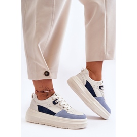 FJ1 Zapatos Deportivos De Mujer En Una Plataforma Masiva Blanco Y Azul Gemma 1