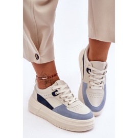 FJ1 Zapatos Deportivos De Mujer En Una Plataforma Masiva Blanco Y Azul Gemma 2