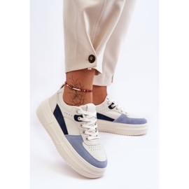 FJ1 Zapatos Deportivos De Mujer En Una Plataforma Masiva Blanco Y Azul Gemma 8