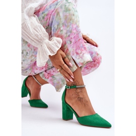 Zapatos De Salón De Ante Con Zirconia Cúbica De Diamante Verde 4