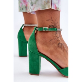 Zapatos De Salón De Ante Con Zirconia Cúbica De Diamante Verde 5