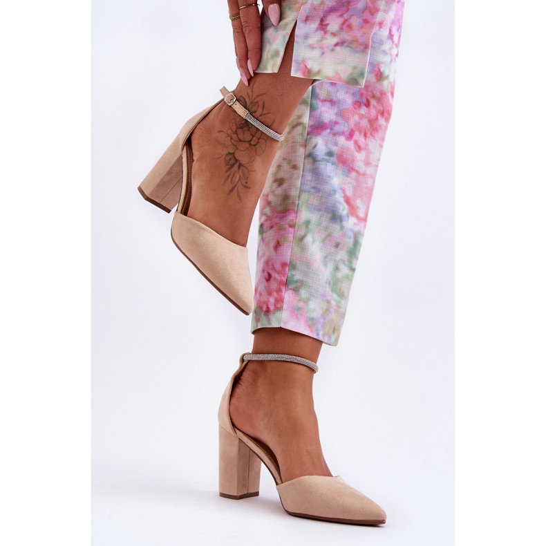 Salón De Ante Con Circonitas Diamante Beige 1