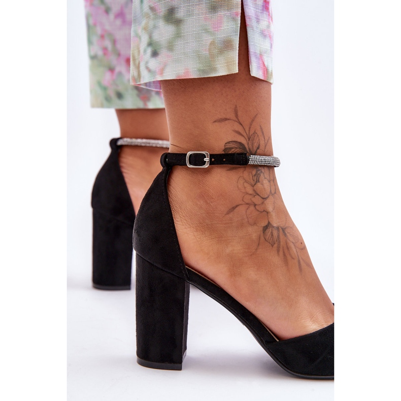 Zapatos De Salón Black Diamond De Ante Con Circonitas Cúbicas negro 2