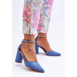 PS1 Zapatos De Salón De Ante Azul Diamante Con Circonitas Cúbicas 1