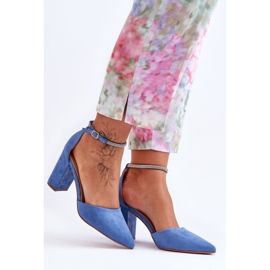 PS1 Zapatos De Salón De Ante Azul Diamante Con Circonitas Cúbicas 5