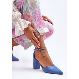 PS1 Zapatos De Salón De Ante Azul Diamante Con Circonitas Cúbicas 4