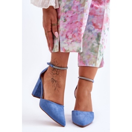 PS1 Zapatos De Salón De Ante Azul Diamante Con Circonitas Cúbicas 6