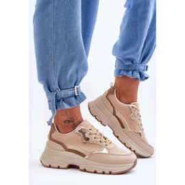 FG2 Iconos de zapatos deportivos de tacón plano con plataforma beige 2 FG2 Iconos de zapatos deportivos de tacón plano con plataforma beige 2