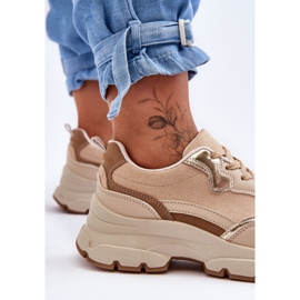 FG2 Iconos de zapatos deportivos de tacón plano con plataforma beige 4